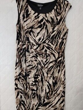 Connected Apparel Black and Tan Zebra Print Dress Size 16W
